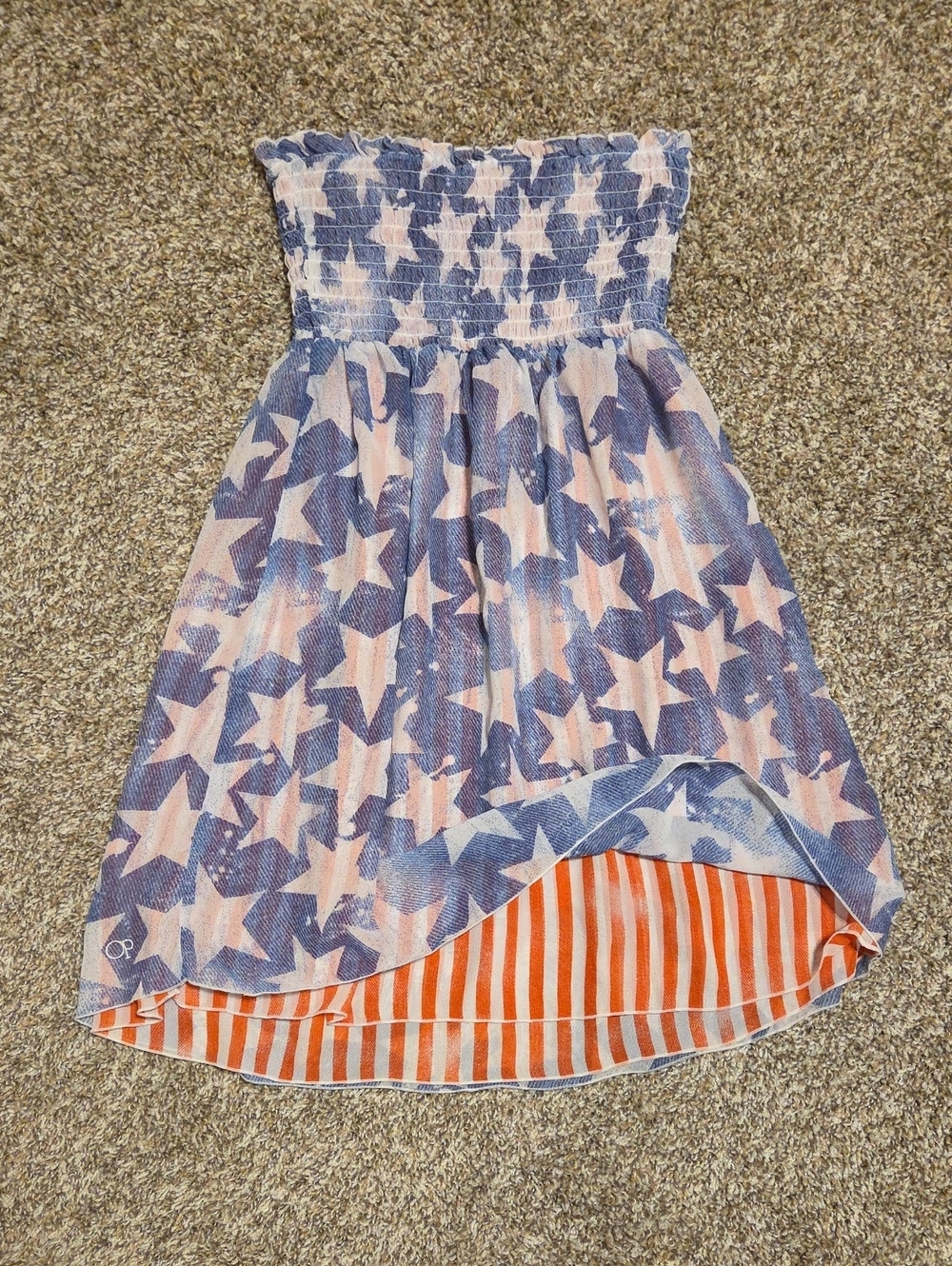 OP Girls Reversible Strapless American Flag Stars & Stripes Dress
